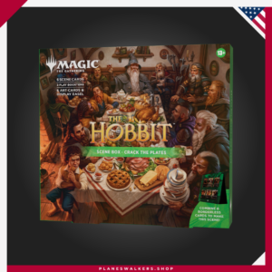 Revive uno de los momentos más divertidos de la Tierra Media con la Caja de Escena MTG – El Hobbit™: Crack the Plates. Incluye 6 cartas de escena foil tradicionales, 6 cartas con ilustración completa, 3 Sobres de Juego y 1 caballete expositor para jugar, coleccionar y exhibir una escena inolvidable.