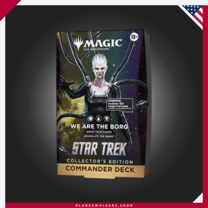Únete al colectivo Borg y asimila a tus enemigos en una batalla por la supremacía del universo. Este mazo Commander de Magic: The Gathering | Star Trek™ está listo para jugar nada más abrirlo y ofrece todo lo necesario para disfrutar del formato multijugador más popular de Magic.