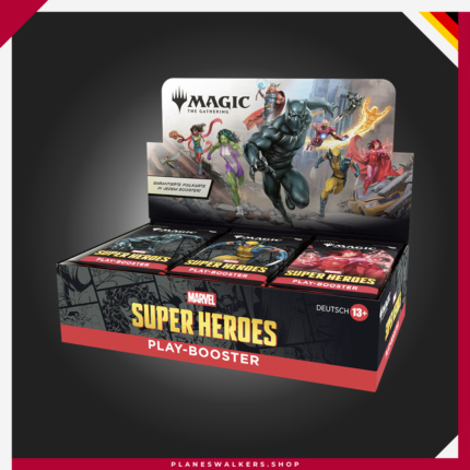 Compra la Caja de Sobres de Juego MTG Marvel Super Heroes con 30 Play Boosters de 14 cartas cada uno. Ideal para Draft, formatos Limitado, coleccionar y ampliar tu colección de Magic: The Gathering.