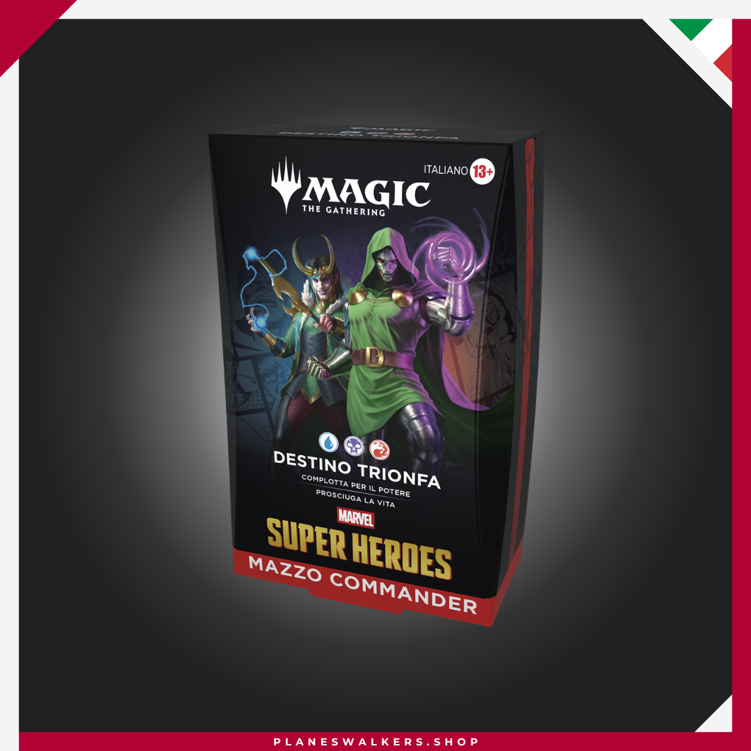 Mazo de Commander MTG Marvel Super Heroes – Doom Prevails | Magic: The Gathering Compra el Mazo de Commander MTG Marvel Super Heroes – Doom Prevails. Un mazo de 100 cartas listo para jugar con el poder del Doctor Doom, cartas exclusivas y estrategias únicas para Commander.