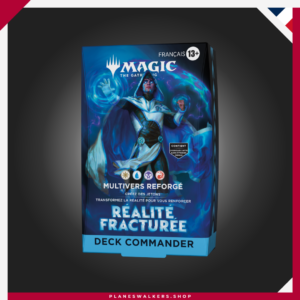 Domina las partidas multijugador con el Mazo Commander MTG – Realidad Fracturada y explora una nueva realidad creada por Jace Beleren. Incluye un mazo Commander de 100 cartas, 18 cartas nuevas de Magic, 2 cartas míticas foil tradicionales y contenido exclusivo para descubrir el inquietante Ecoverso de Jace.