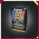 El Commander Deck Magic: The Gathering X Teenage Mutant Ninja Turtles Turtle Power! incluye un mazo Commander MTG de 100 cartas listo para jugar con Leonardo, Donatello, Raphael, Michelangelo y Splinter. Perfecto para jugadores de Commander y coleccionistas de Universes Beyond.