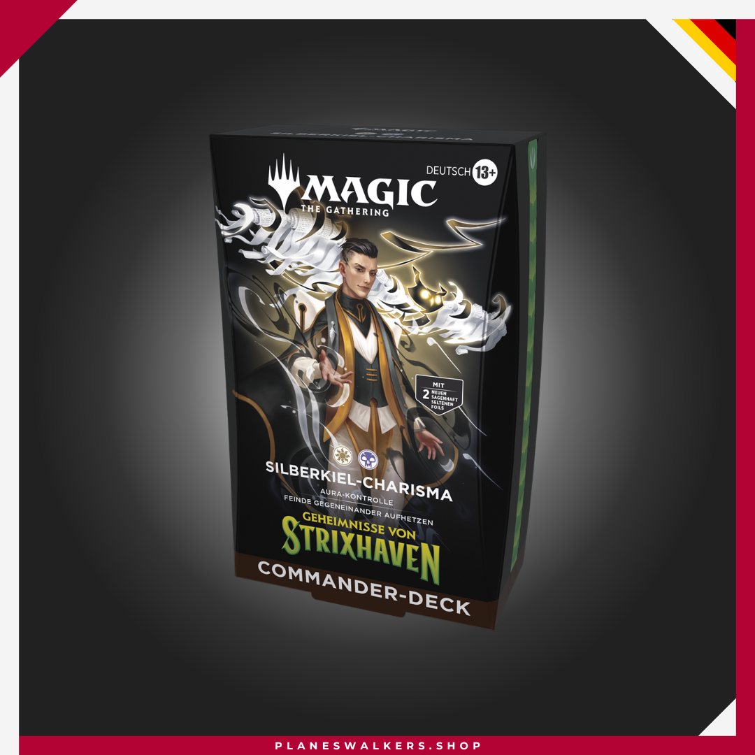 El Commander Deck Magic: The Gathering Secretos de Strixhaven Silverquill Influence incluye un mazo Commander listo para jugar de 100 cartas con cartas foil exclusivas, nuevas cartas MTG y la estrategia de la facultad Silverquill. Perfecto para jugadores de Commander y coleccionistas. El Commander Deck Magic: The Gathering Secretos de Strixhaven Silverquill Influence incluye un mazo Commander listo para jugar de 100 cartas con cartas foil exclusivas, nuevas cartas MTG y la estrategia de la facultad Silverquill. Perfecto para jugadores de Commander y coleccionistas.