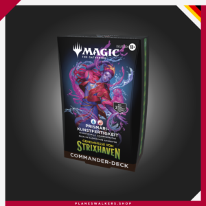 El Commander Deck Magic: The Gathering Secretos de Strixhaven Prismari Artistry incluye un mazo Commander MTG de 100 cartas listo para jugar, con estrategia azul-roja basada en grandes hechizos, comandantes foil exclusivos y nuevas cartas de la colección. Perfecto para jugadores y coleccionistas.