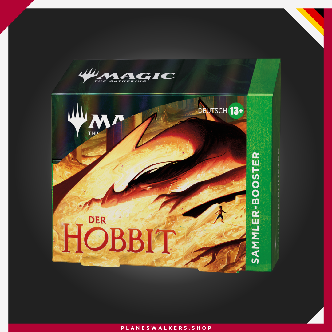 Collector Booster Box MTG El Hobbit™ | Sobres de Coleccionista Amplía tu colección con la Collector Booster Box MTG – El Hobbit™, una edición premium para descubrir cartas foil, tratamientos exclusivos, cartas raras o míticas y contenido especial inspirado en la Tierra Media. Incluye 12 Collector Boosters y 1 carta especial de la Tierra Media.