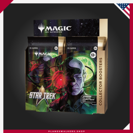 Vive la experiencia definitiva para los fans de Star Trek™ y Magic: The Gathering con la Caja de Sobres de Coleccionista MTG - Star Trek™. Diseñada para jugadores y coleccionistas que buscan ampliar su colección con cartas únicas, esta caja ofrece una selección de sobres repletos de cartas foil, tratamientos especiales, cartas raras y raras míticas.