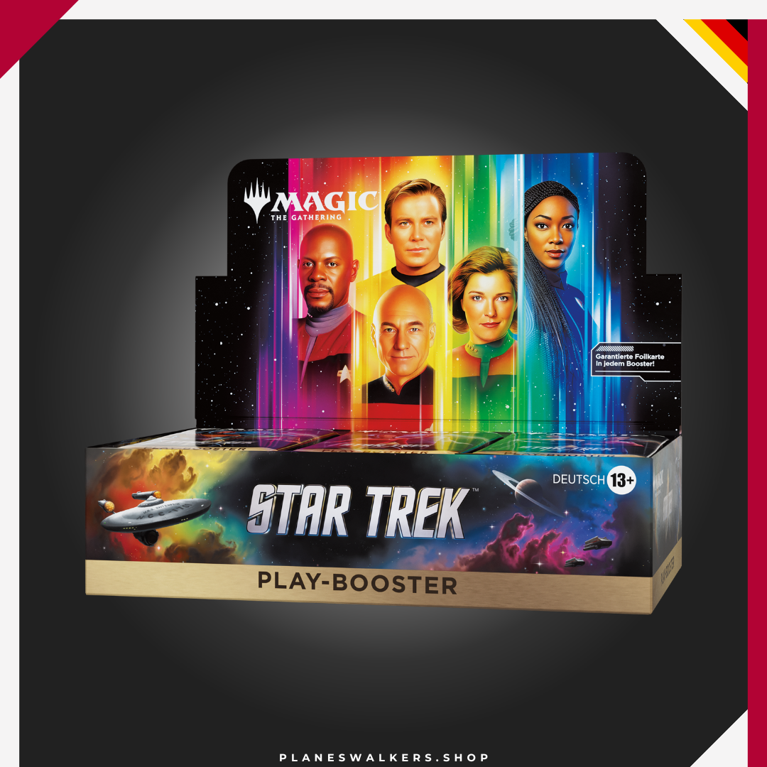 Caja de sobres de juego de Magic: The Gathering X Star Trek Consigue la Caja de Sobres de Juego MTG Star Trek y disfruta de 30 sobres de juego de Magic: The Gathering | Star Trek. Perfecta para jugar en formatos Limitado, organizar drafts, ampliar tu colección o descubrir las cartas inspiradas en más de 60 años de historia de Star Trek.