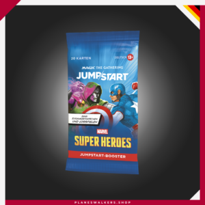 Consigue el Sobre Jumpstart MTG Marvel Super Heroes con 20 cartas listas para jugar. Mezcla dos sobres, crea un mazo al instante y disfruta de partidas rápidas de Magic: The Gathering.