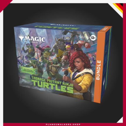 El Bundle Magic: The Gathering X Teenage Mutant Ninja Turtles combina la emoción de MTG con el universo de las Tortugas Ninja. Incluye 9 Play Boosters, tierras foil y no foil, carta promocional exclusiva, contador de vidas Spindown y caja de almacenamiento. Ideal para jugadores y coleccionistas.