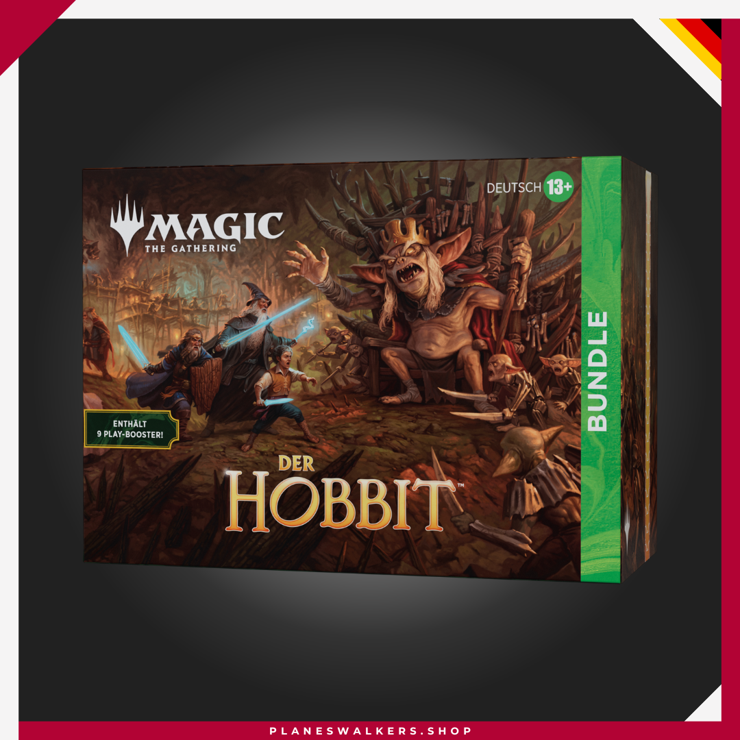 Disfruta de una experiencia completa con el Bundle MTG – El Hobbit™, una edición ideal para jugadores y coleccionistas. Incluye 9 Play Boosters, carta promocional foil con arte alternativo, tierras con arte completo, contador de vidas Spindown exclusivo y accesorios para ampliar tu colección de Magic: The Gathering.