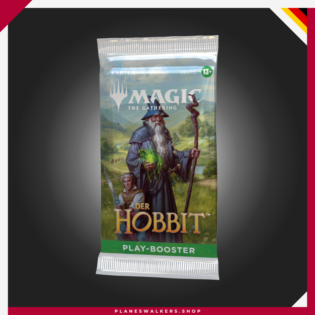 Play Booster MTG El Hobbit™ | Magic The Gathering Descubre nuevas cartas y vive aventuras épicas con el Play Booster MTG – El Hobbit™. Perfecto para Draft, formatos Limitado y coleccionismo, cada sobre incluye 14 cartas con posibilidades de obtener cartas raras, foil tradicionales y versiones especiales inspiradas en la Tierra Media.
