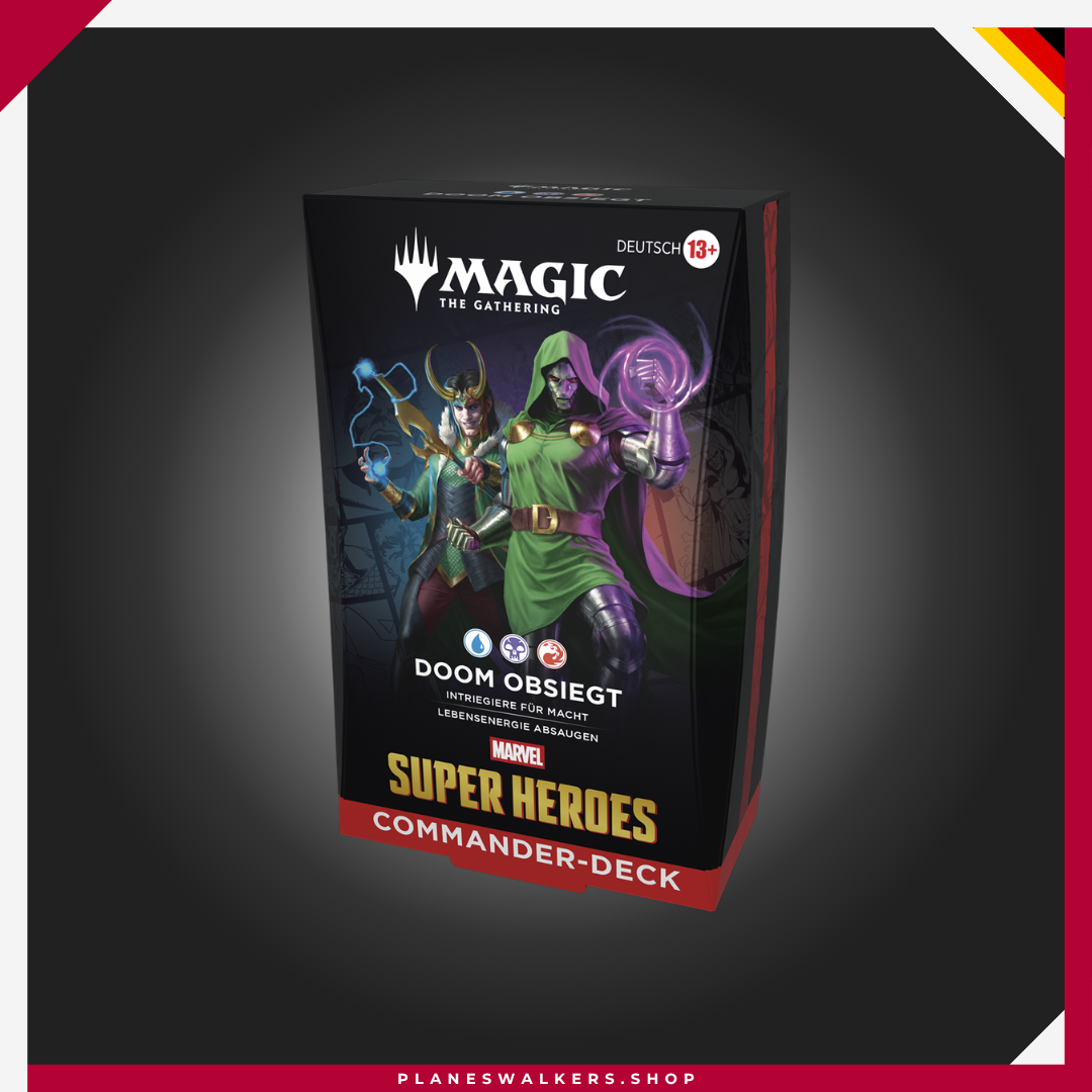 Mazo de Commander MTG Marvel Super Heroes – Doom Prevails | Magic: The Gathering Compra el Mazo de Commander MTG Marvel Super Heroes – Doom Prevails. Un mazo de 100 cartas listo para jugar con el poder del Doctor Doom, cartas exclusivas y estrategias únicas para Commander.