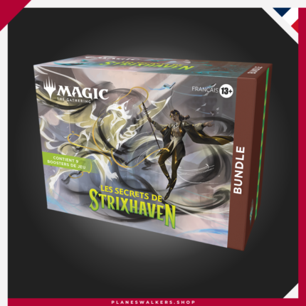 El Bundle Magic: The Gathering Secretos de Strixhaven incluye 9 Sobres de Juego MTG, tierras básicas foil, carta promocional exclusiva, contador de vidas Spindown y caja de almacenamiento. Perfecto para jugadores y coleccionistas que quieren explorar los secretos de la academia mágica de Strixhaven.