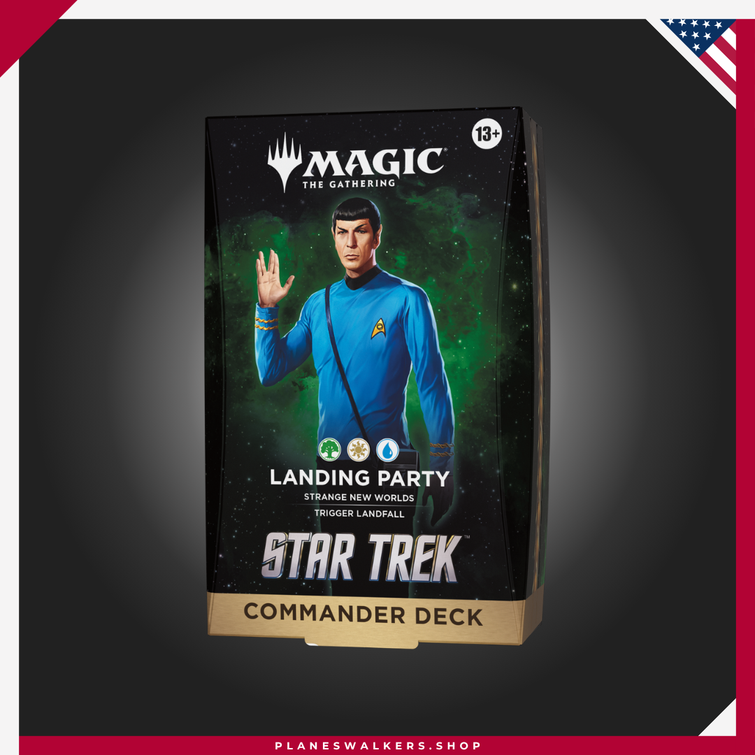 54 Descubre el Mazo Commander MTG Star Trek – Equipo de Exploración y lidera al Comandante Spock en una misión de exploración galáctica. Incluye un mazo listo para jugar de 100 cartas, 33 cartas nuevas para Magic y todo lo necesario para disfrutar del formato Commander desde el primer momento.