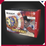 Consigue el Bundle MTG Marvel Super Heroes con sobres de juego, tierras exclusivas, carta promocional foil, contador Spindown y accesorios oficiales. Ideal para jugadores y coleccionistas de Magic: The Gathering.