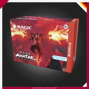 El Bundle de Magic: The Gathering | Avatar: La Leyenda de Aang es la forma perfecta de comenzar tu aventura en la colección. Incluye 9 Sobres de Juego, una carta promocional foil exclusiva, tierras básicas foil y no foil, un dado Spindown temático y una caja de almacenamiento ilustrada para proteger y organizar tu colección.