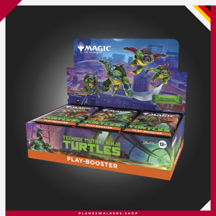 La Magic: The Gathering X Teenage Mutant Ninja Turtles Play Booster Display Box incluye 30 Play Boosters diseñados para jugar, coleccionar y disfrutar de partidas de MTG. Ideal para Draft, Mazo Cerrado y abrir sobres con las icónicas Tortugas Ninja de Universes Beyond.