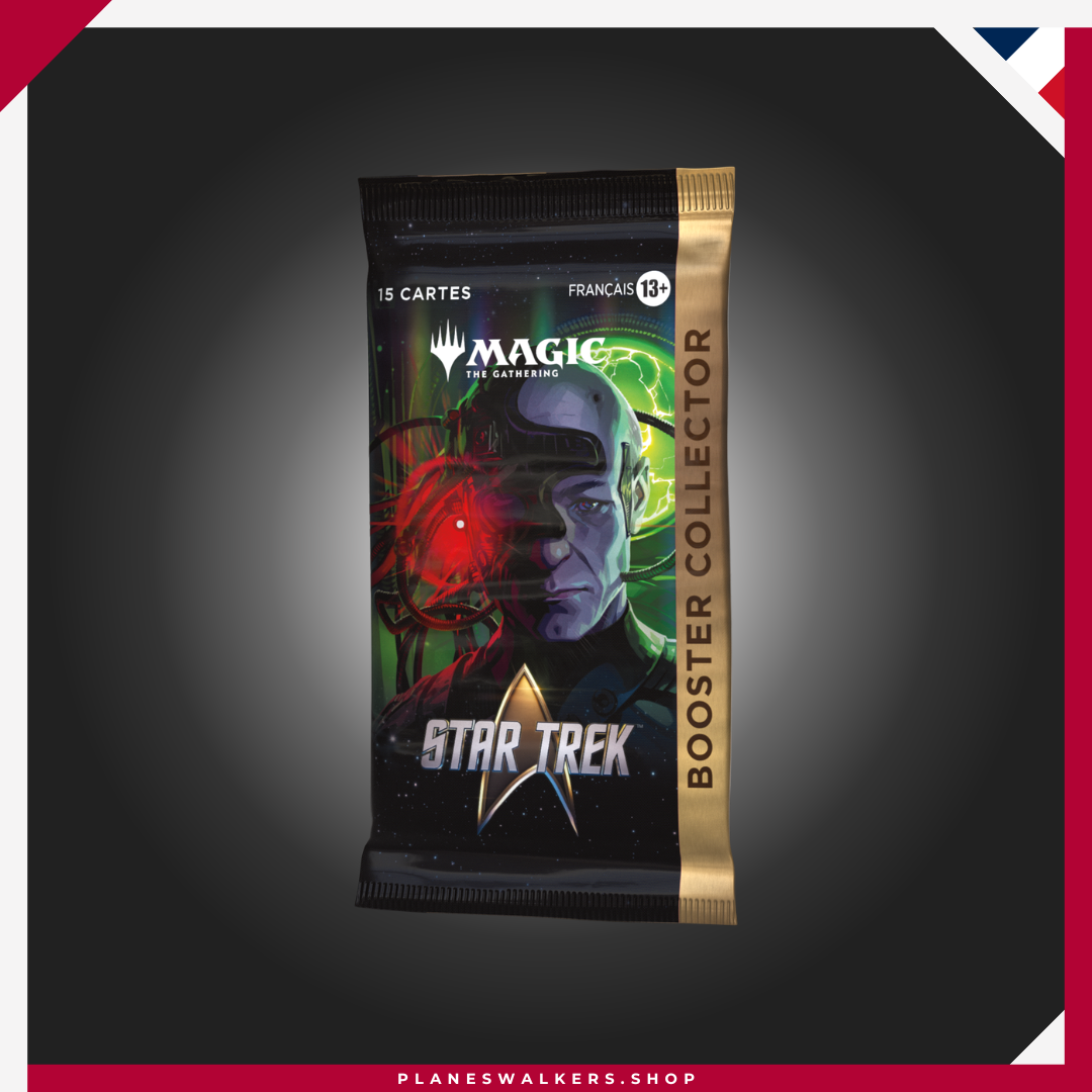 Sobre de coleccionista de Magic: The Gathering X Star Trek La experiencia definitiva para los fans de Star Trek™ y Magic: The Gathering llega en un sobre diseñado para coleccionistas y jugadores que buscan cartas únicas y exclusivas. El Sobre de Coleccionista MTG - Star Trek™ ofrece la oportunidad de descubrir cartas foil, tratamientos especiales, cartas raras y raras míticas, además de posibles versiones premium que harán destacar cualquier colección.