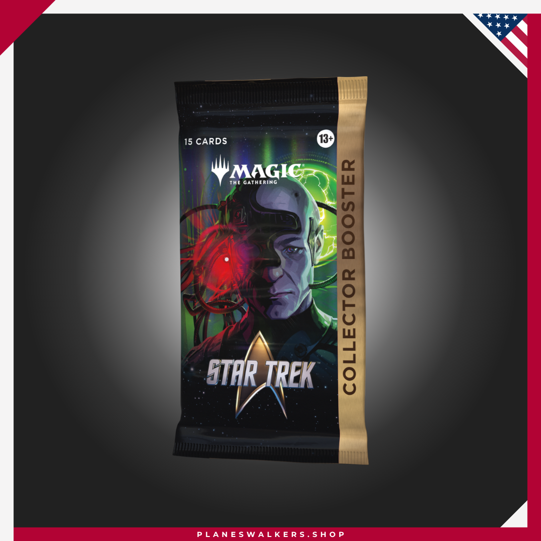73 La experiencia definitiva para los fans de Star Trek™ y Magic: The Gathering llega en un sobre diseñado para coleccionistas y jugadores que buscan cartas únicas y exclusivas. El Sobre de Coleccionista MTG - Star Trek™ ofrece la oportunidad de descubrir cartas foil, tratamientos especiales, cartas raras y raras míticas, además de posibles versiones premium que harán destacar cualquier colección.