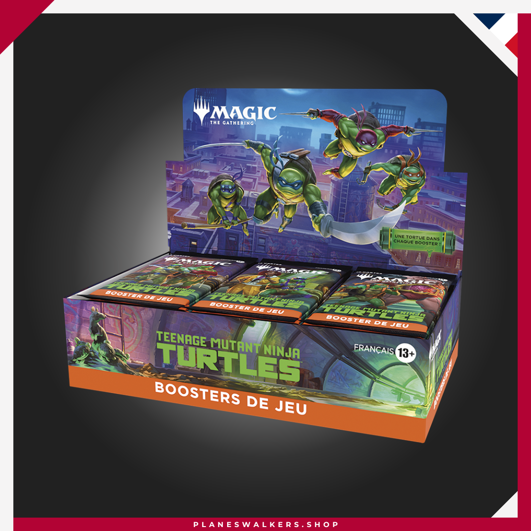 La Magic: The Gathering X Teenage Mutant Ninja Turtles Play Booster Display Box incluye 30 Play Boosters diseñados para jugar, coleccionar y disfrutar de partidas de MTG. Ideal para Draft, Mazo Cerrado y abrir sobres con las icónicas Tortugas Ninja de Universes Beyond. La Magic: The Gathering X Teenage Mutant Ninja Turtles Play Booster Display Box incluye 30 Play Boosters diseñados para jugar, coleccionar y disfrutar de partidas de MTG. Ideal para Draft, Mazo Cerrado y abrir sobres con las icónicas Tortugas Ninja de Universes Beyond.