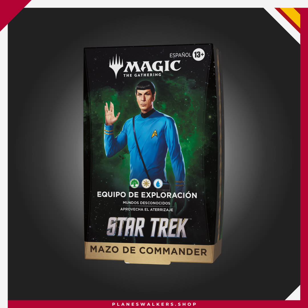 8 Descubre el Mazo Commander MTG Star Trek – Equipo de Exploración y lidera al Comandante Spock en una misión de exploración galáctica. Incluye un mazo listo para jugar de 100 cartas, 33 cartas nuevas para Magic y todo lo necesario para disfrutar del formato Commander desde el primer momento.
