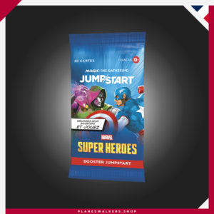 Consigue el Sobre Jumpstart MTG Marvel Super Heroes con 20 cartas listas para jugar. Mezcla dos sobres, crea un mazo al instante y disfruta de partidas rápidas de Magic: The Gathering.