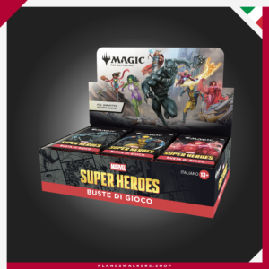 Compra la Caja de Sobres de Juego MTG Marvel Super Heroes con 30 Play Boosters de 14 cartas cada uno. Ideal para Draft, formatos Limitado, coleccionar y ampliar tu colección de Magic: The Gathering.