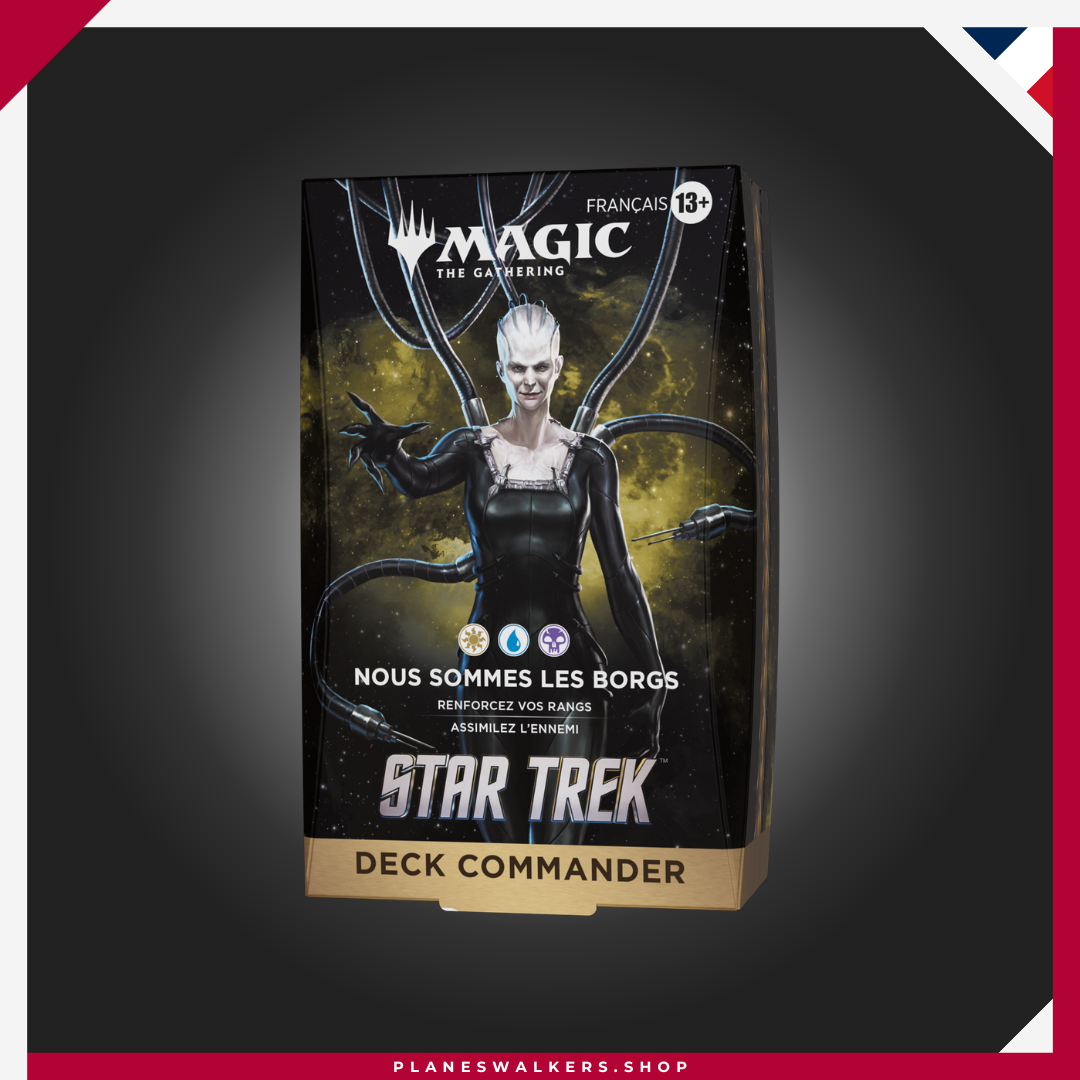 Mazos de Commander de Magic: The Gathering X Star Trek - Somos Borg Únete al colectivo Borg y asimila a tus enemigos en una batalla por la supremacía del universo. Este mazo Commander de Magic: The Gathering | Star Trek™ está listo para jugar nada más abrirlo y ofrece todo lo necesario para disfrutar del formato multijugador más popular de Magic.