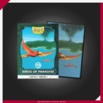Las Dragon Shield Retro Series - Birds of Paradise - Brushed Art Sleeves 100 incluyen 100 fundas premium con ilustración oficial de Birds of Paradise y acabado cepillado exclusivo. Ofrecen excelente barajado, alta opacidad y máxima protección para cartas de Magic: The Gathering, Pokémon, Lorcana y otros TCG.