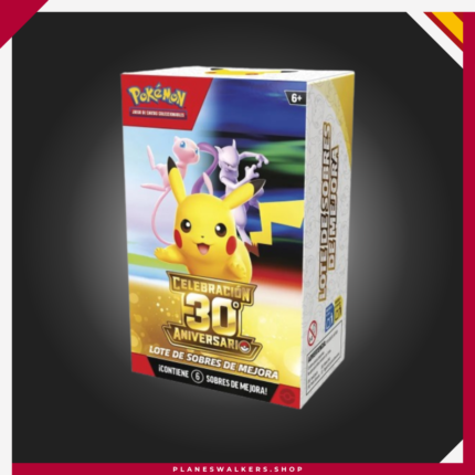 Celebra los 30 años de Pokémon con el Pokémon TCG 30TH Booster Bundle en castellano. Este lote incluye 6 sobres de mejora de Celebración 30.º Aniversario, con cartas holográficas, ilustraciones especiales de Pikachu y sorpresas para coleccionistas. Una oportunidad perfecta para ampliar tu colección de JCC Pokémon.